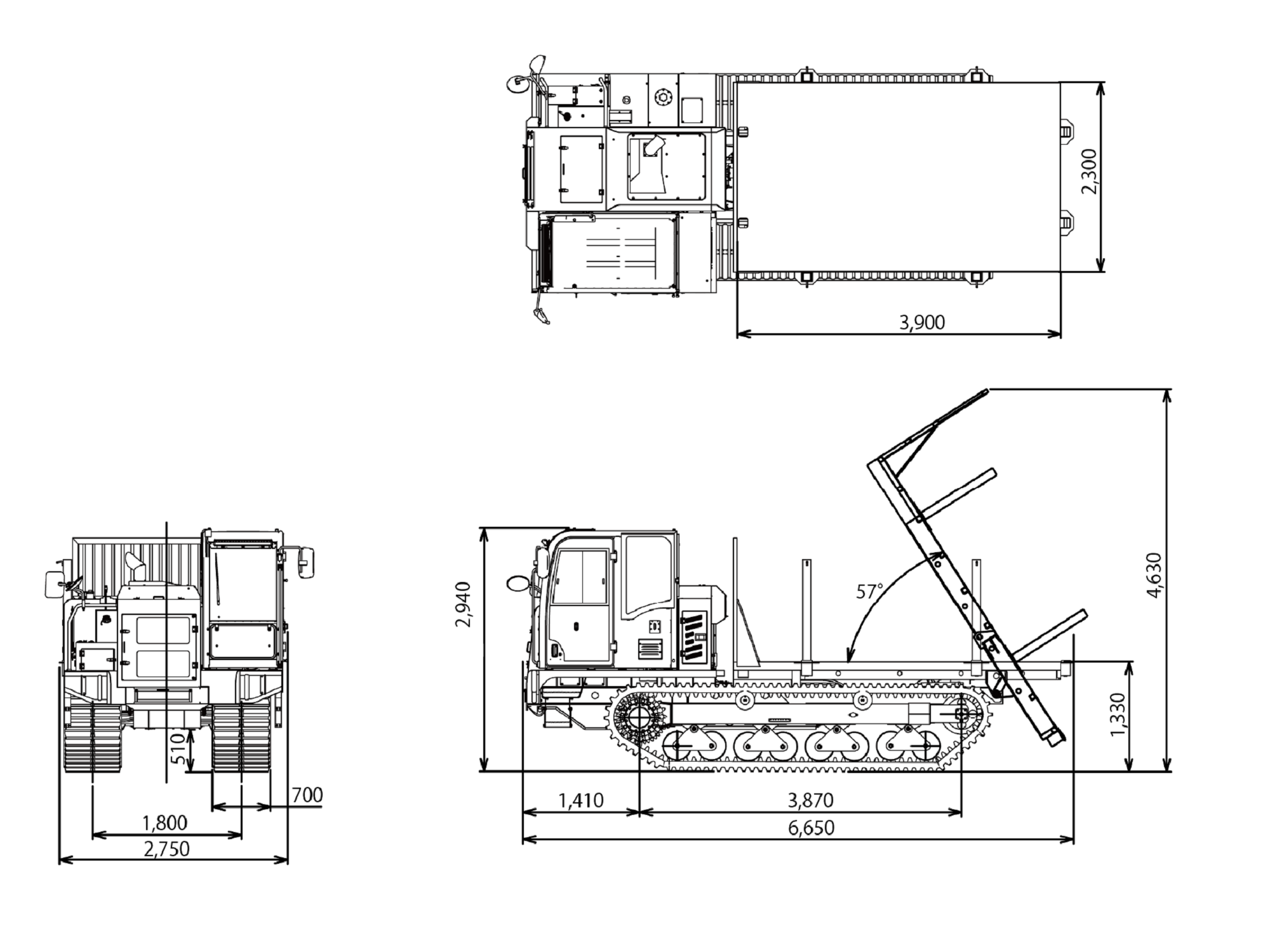 MST-1500VDL　三面図